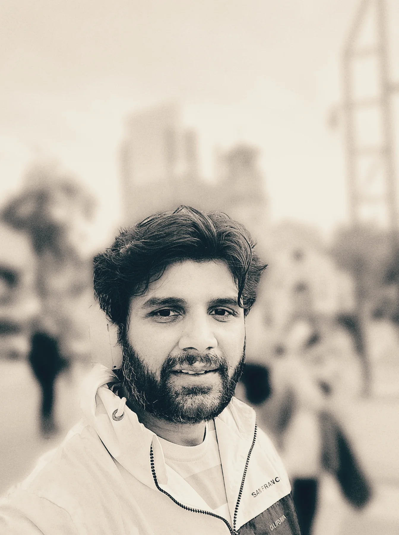 Vipul Shah, black-and-white portrait