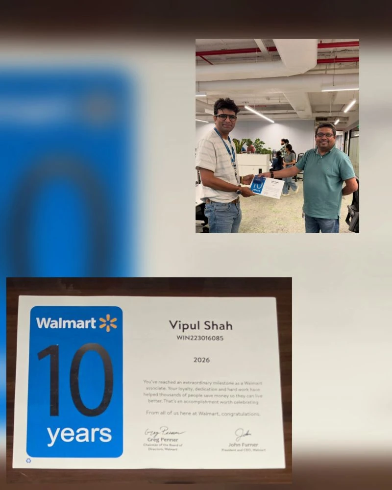 Ten years at Walmart · recognition with colleagues